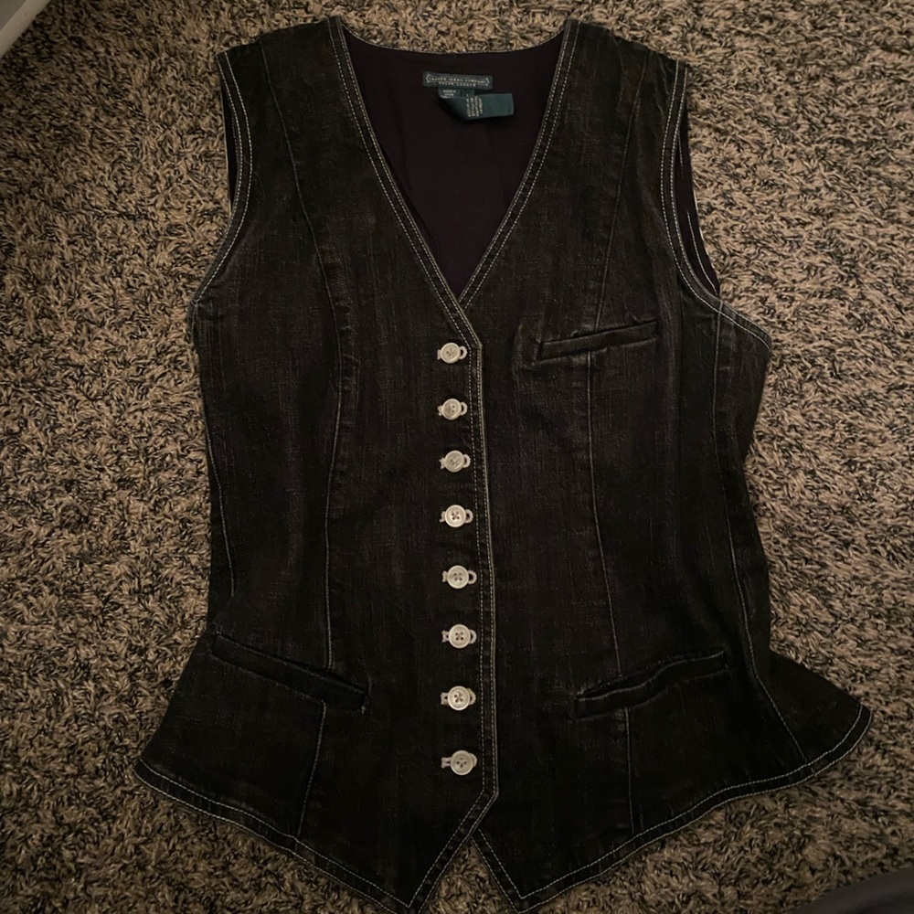 Ralph Lauren Black Denim Button-Front Vest